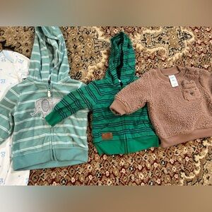 Green Striped Hooded Kids Jacket